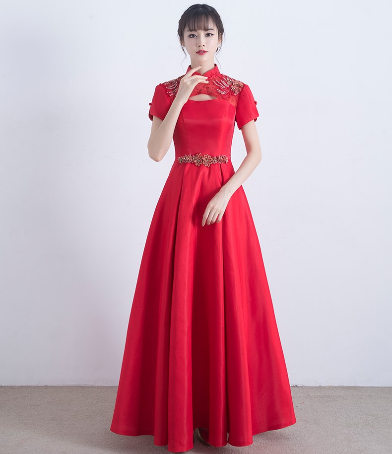 復(fù)古立領(lǐng)中式禮服，福連文苑晚禮服