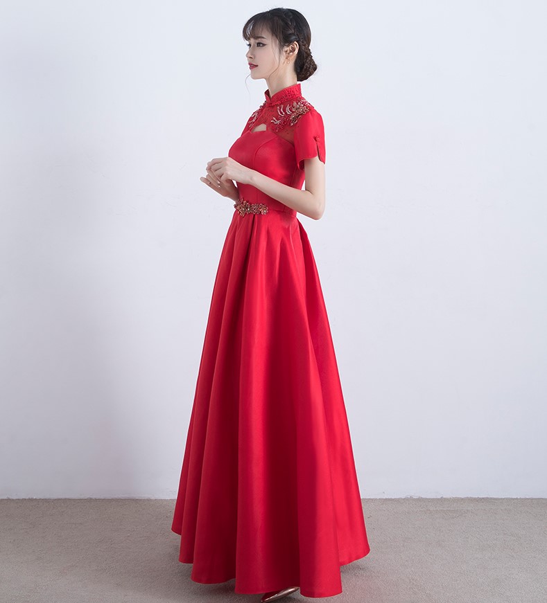 復(fù)古立領(lǐng)中式禮服，福連文苑晚禮服