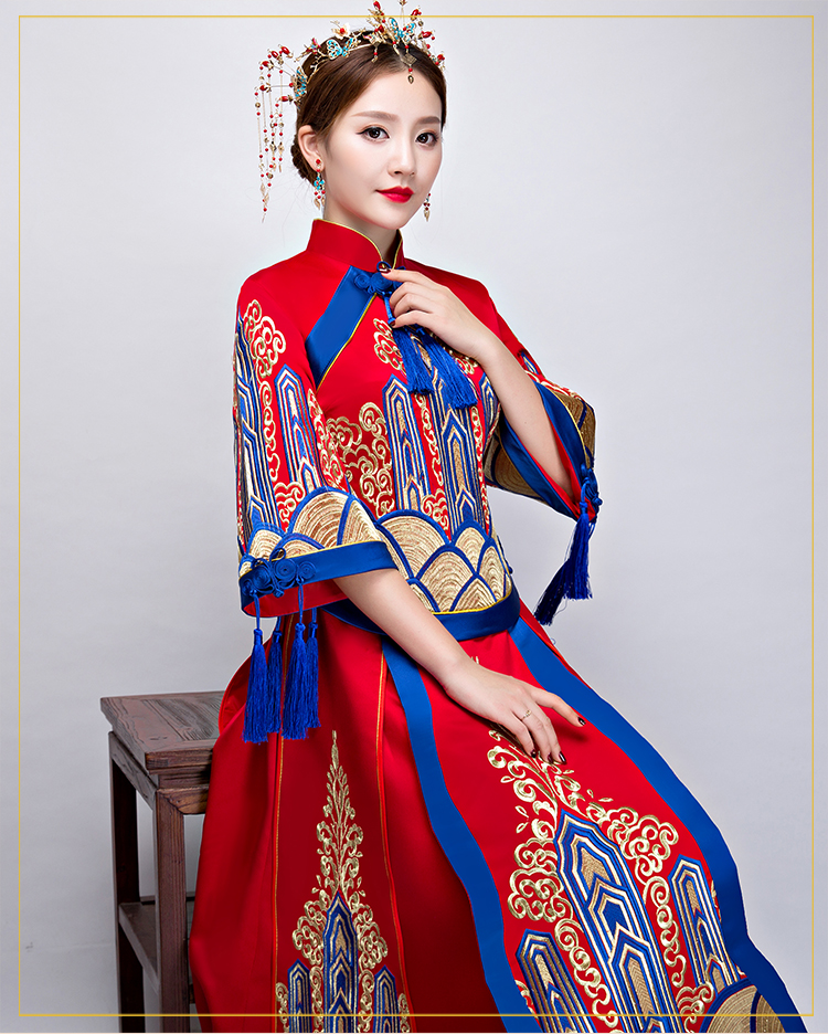 福連文苑中式禮服，新娘結(jié)婚禮服