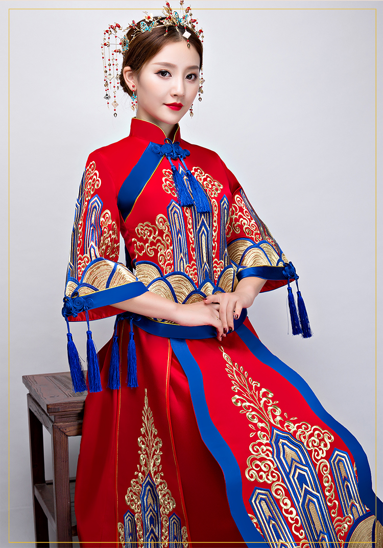 福連文苑中式禮服，新娘結(jié)婚禮服