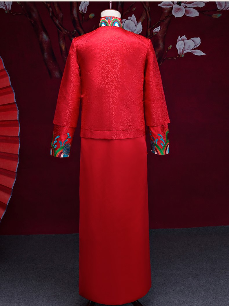 福連文苑男士中式禮服，福連文苑新郎結(jié)婚禮服