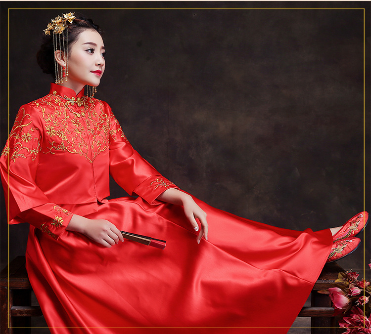 時尚簡約中式禮服，復古福連文苑新娘禮服