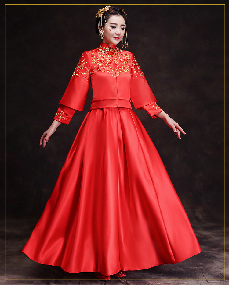 時尚簡約中式禮服，復古福連文苑新娘禮服