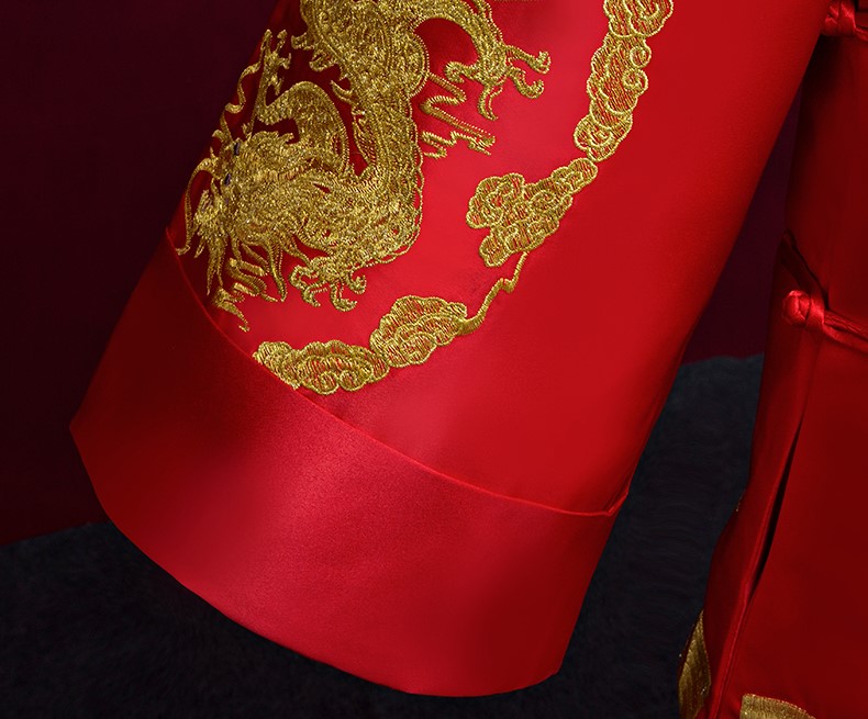 金龍男士古裝中式禮服，復(fù)古福連文苑新郎禮服