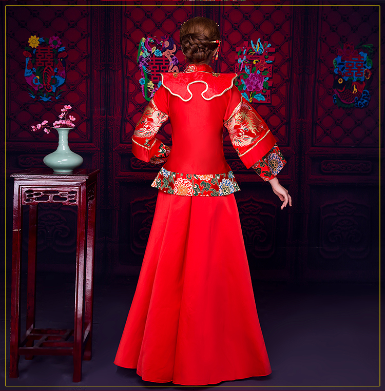 復(fù)古風(fēng)小披肩新娘禮服，時(shí)尚氣質(zhì)中式禮服