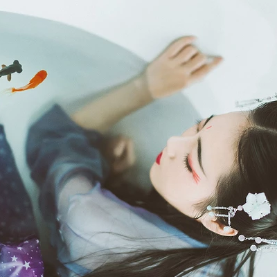 金魚妖艷的女子頭像，唯美古風(fēng)真人頭像