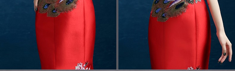 時尚復(fù)古禮服裙，迷人長款中式禮服