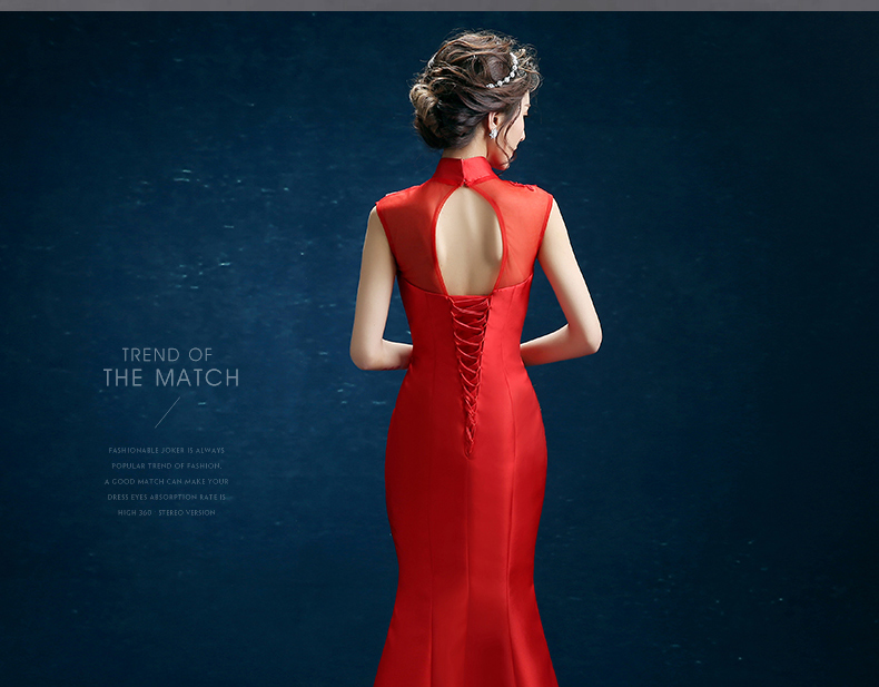 時尚復(fù)古禮服裙，迷人長款中式禮服