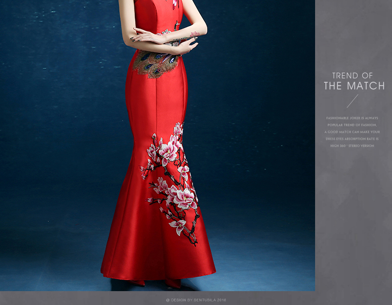 時尚復(fù)古禮服裙，迷人長款中式禮服