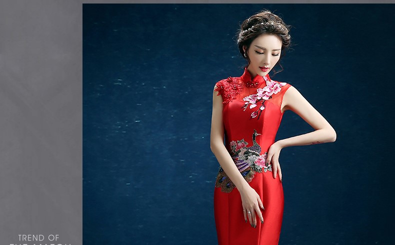 時尚復(fù)古禮服裙，迷人長款中式禮服