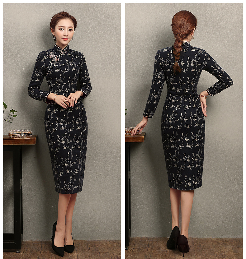 芊枝織花旗袍，復(fù)古民族風(fēng)旗袍裙