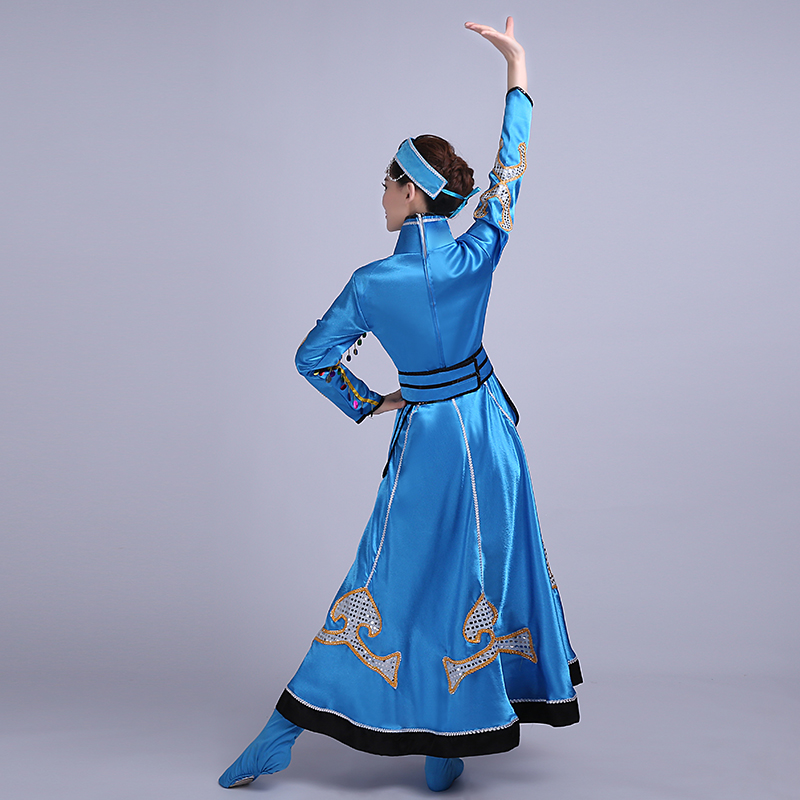 藍色大裙擺蒙古族服飾，少數(shù)民族服裝