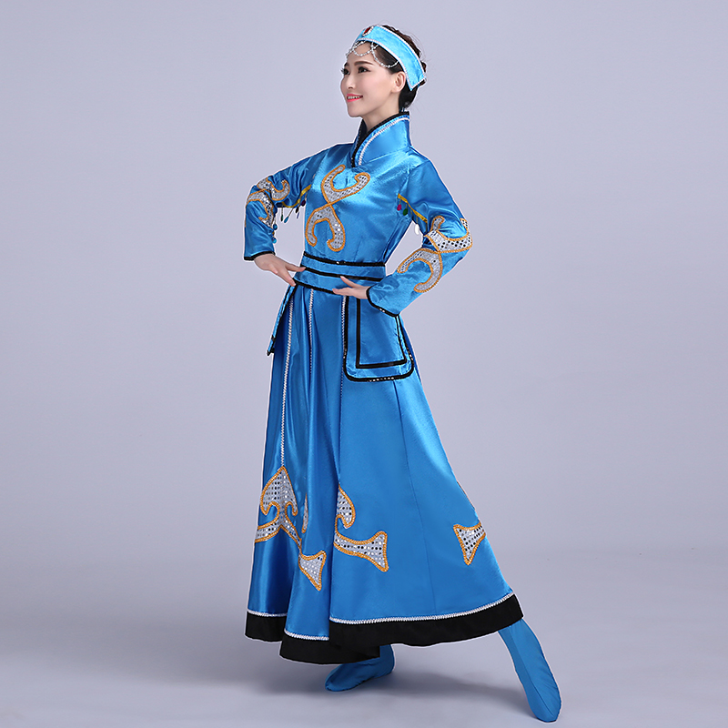 藍色大裙擺蒙古族服飾，少數(shù)民族服裝