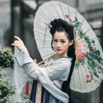 兩組齊胸襦裙?jié)h服女子頭像，唯美古風(fēng)真人頭像