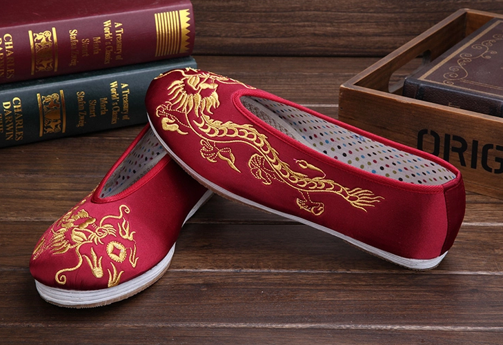 時尚福連文苑繡花鞋，男士手工千層底繡花鞋