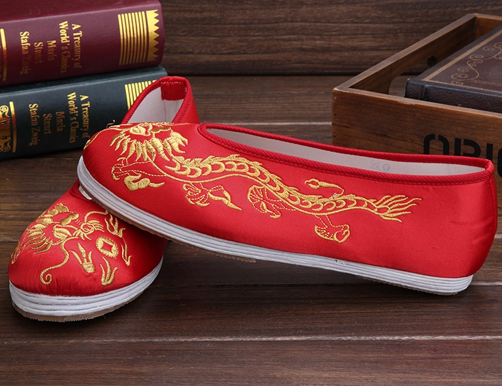 時尚福連文苑繡花鞋，男士手工千層底繡花鞋