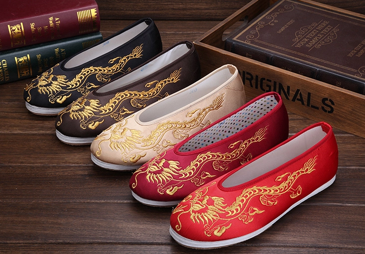 時尚福連文苑繡花鞋，男士手工千層底繡花鞋