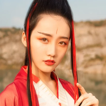 紅衣女子霸氣喝酒頭像，唯美古風(fēng)真人頭像