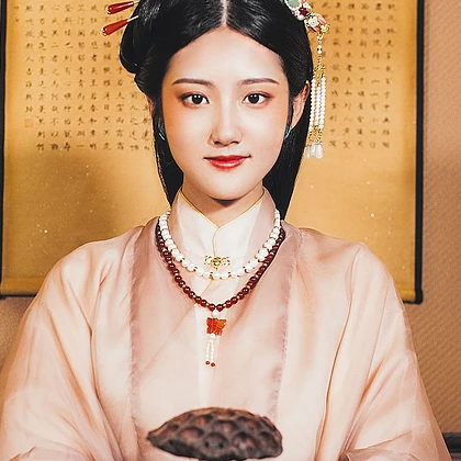 優(yōu)雅復古帶團扇女子頭像，唯美古風真人頭像