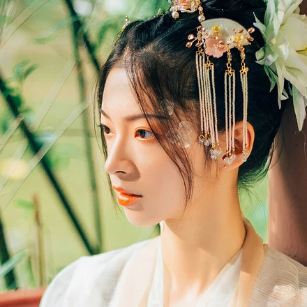 花神淚帶團(tuán)扇女生頭像，唯美古風(fēng)真人頭像