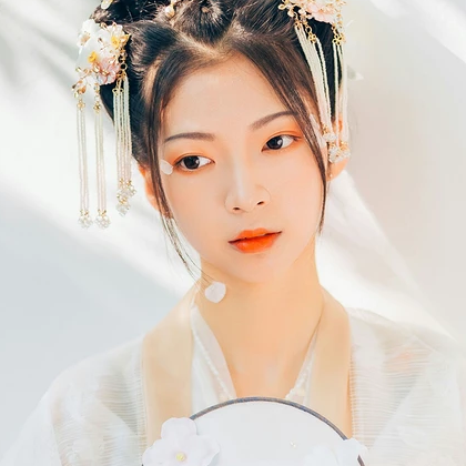花神淚帶團(tuán)扇女生頭像，唯美古風(fēng)真人頭像