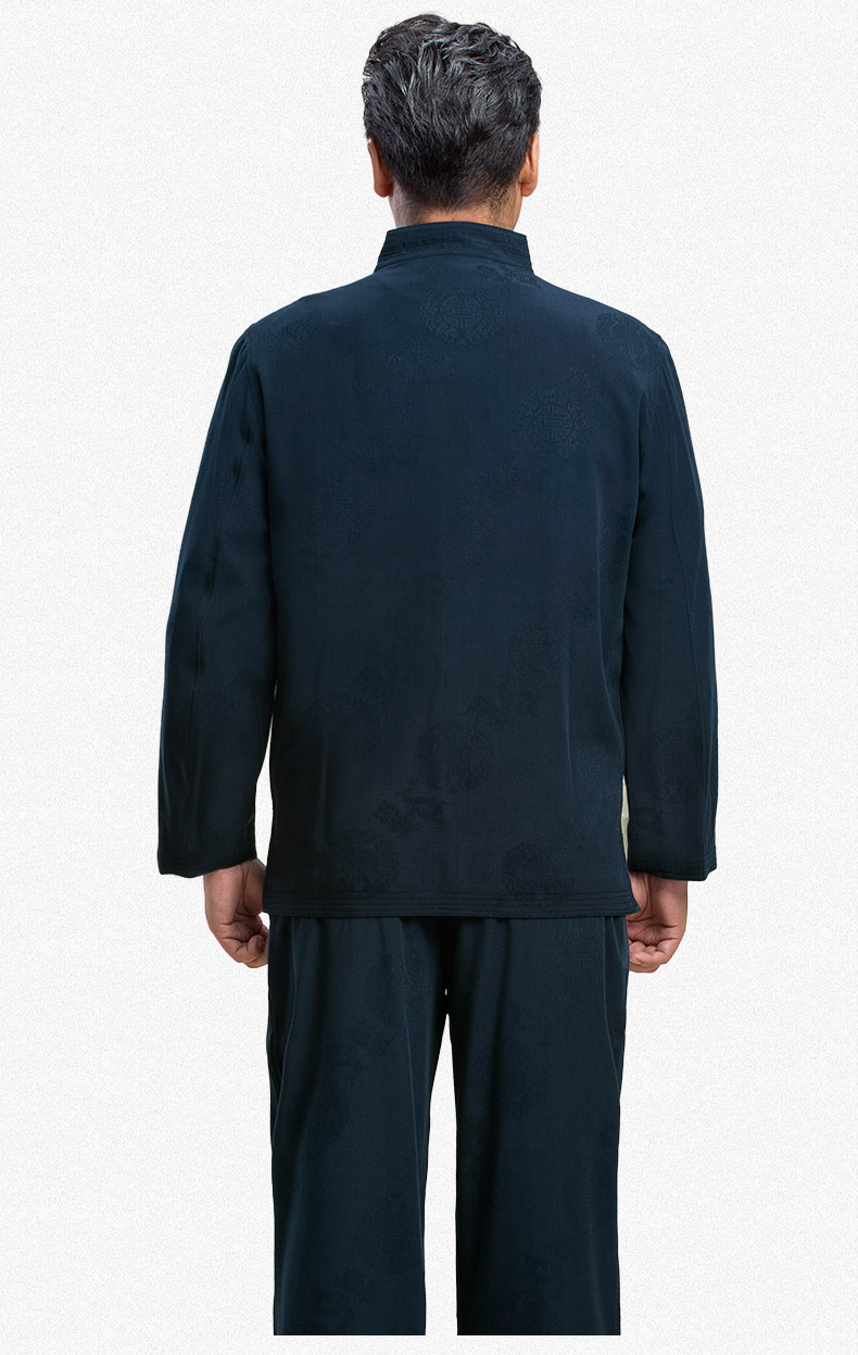 福連文苑精致提花紋男士加厚唐裝