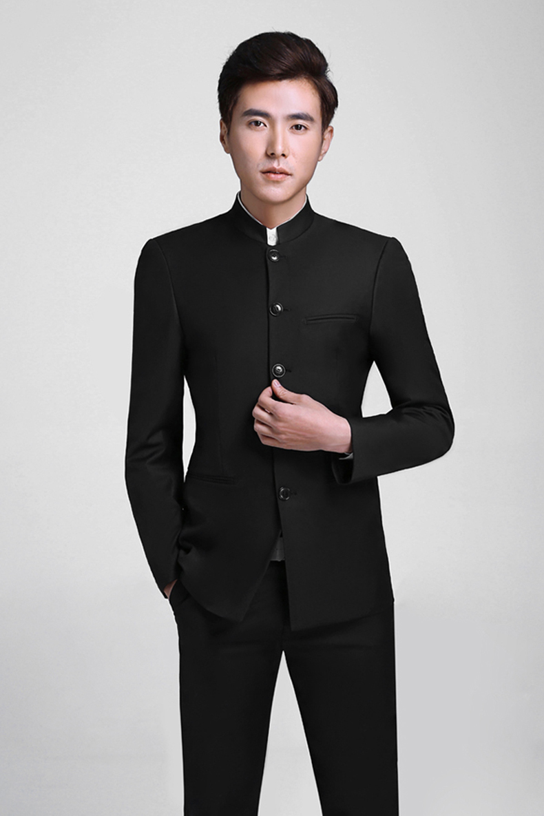 福連文苑立領男士簡約修身中山裝