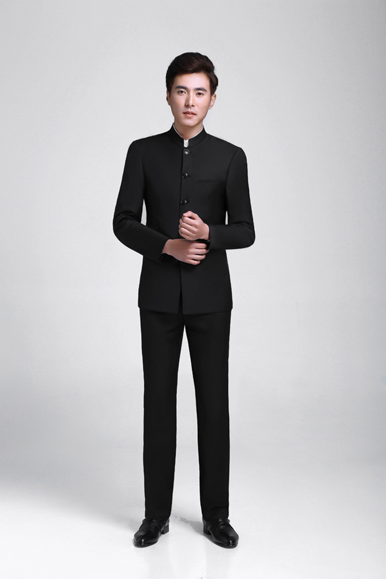 福連文苑立領男士簡約修身中山裝