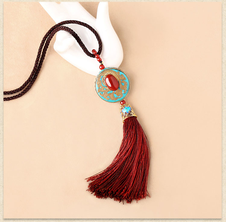 時尚福連文苑流蘇吊墜毛衣鏈項鏈