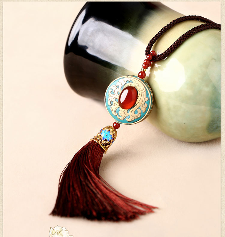 時尚福連文苑流蘇吊墜毛衣鏈項鏈