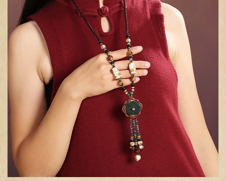 時(shí)尚福連文苑陶瓷流蘇毛衣鏈情愫項(xiàng)鏈