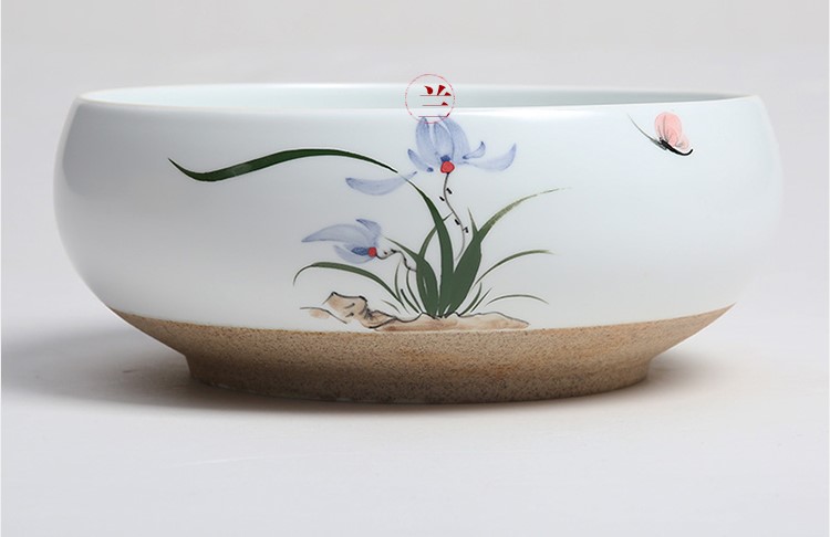 兩款手繪唯美粗陶水洗水盂