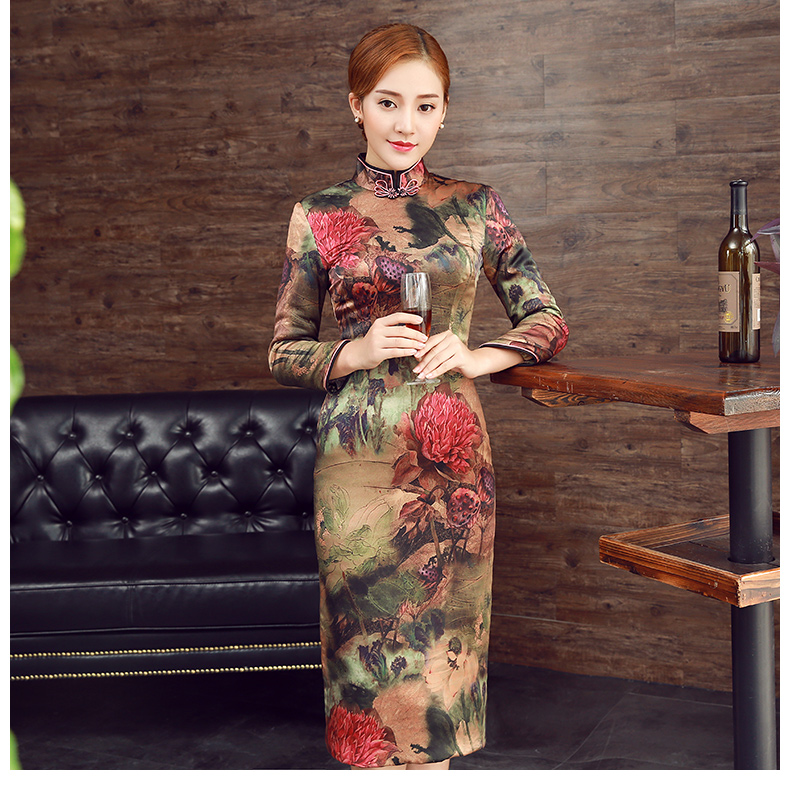 彤艷古典旗袍，復(fù)古唯美旗袍裙