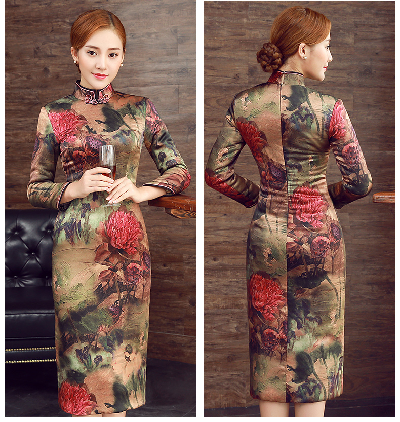 彤艷古典旗袍，復(fù)古唯美旗袍裙