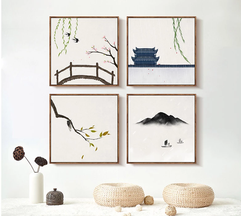 二十四節(jié)氣水墨禪意，福連文苑客廳裝飾畫