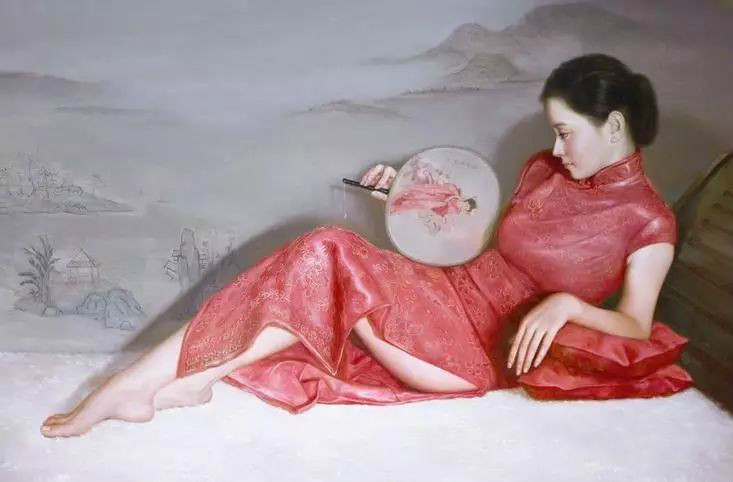 風情萬種的油畫旗袍女子！