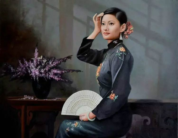 風情萬種的油畫旗袍女子！