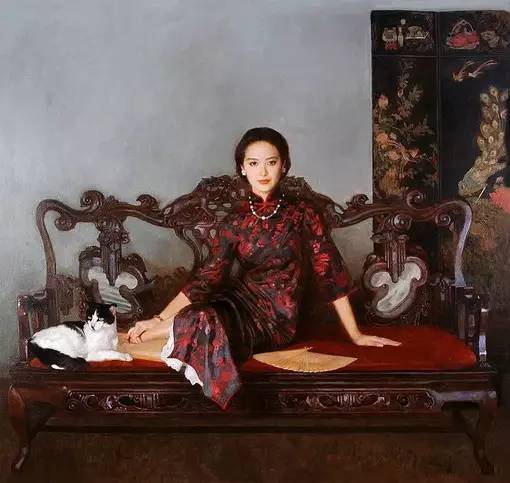 風(fēng)情萬種的油畫旗袍女子！