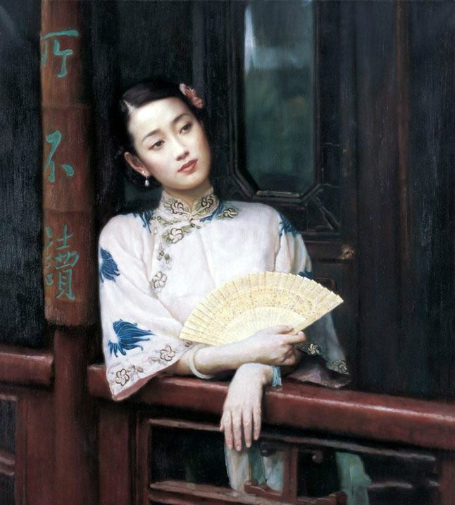 風(fēng)情萬種的油畫旗袍女子！