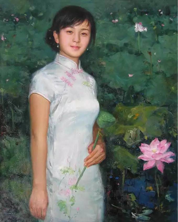 風(fēng)情萬種的油畫旗袍女子！