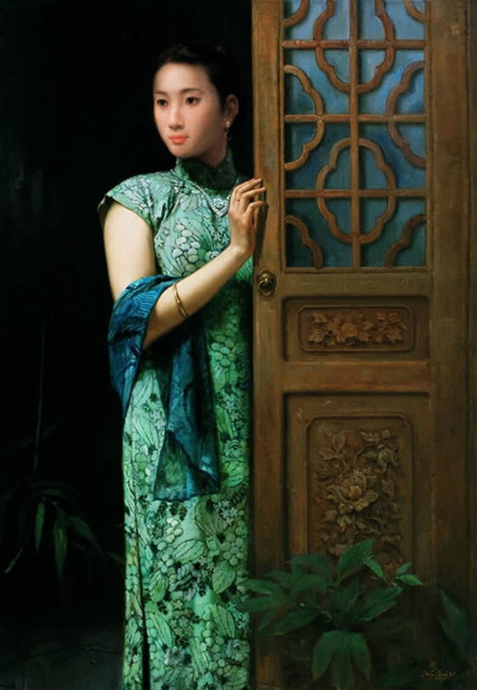 風(fēng)情萬(wàn)種的油畫旗袍女子！