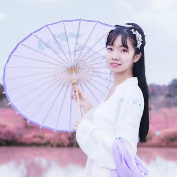 粉紫小清新帶團(tuán)扇傘頭像，唯美古風(fēng)真人頭像