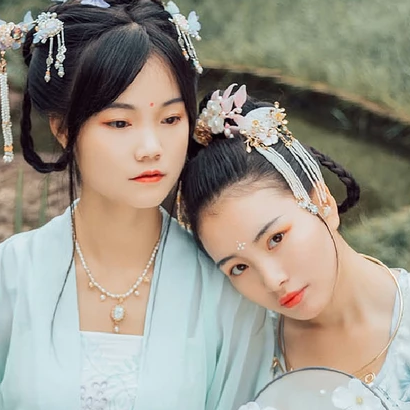 并蒂閨蜜頭像，唯美古風真人頭像