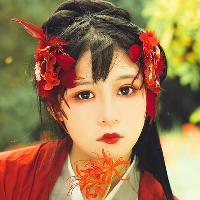 嬌艷彼岸花女生頭像，唯美古風(fēng)真人頭像