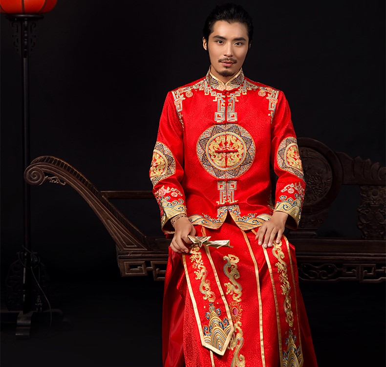 古典中式禮服，福連文苑新郎結婚禮服