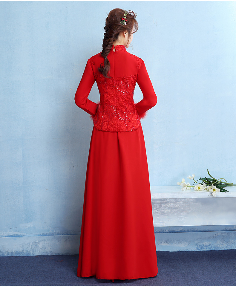 古典中式禮服，福連文苑保暖晚禮服