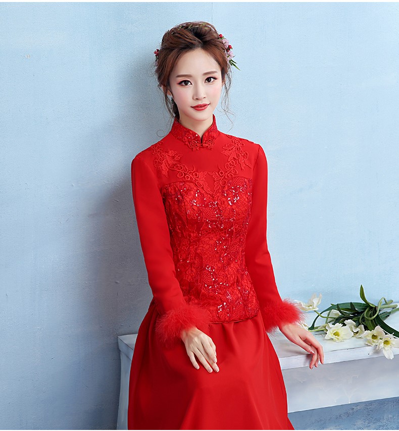 古典中式禮服，福連文苑保暖晚禮服