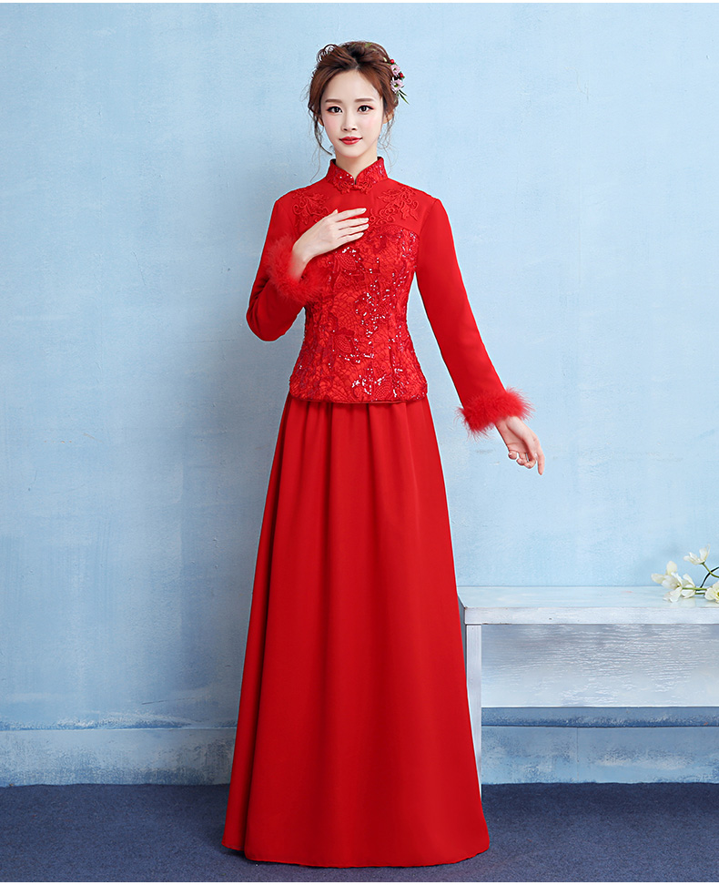 古典中式禮服，福連文苑保暖晚禮服