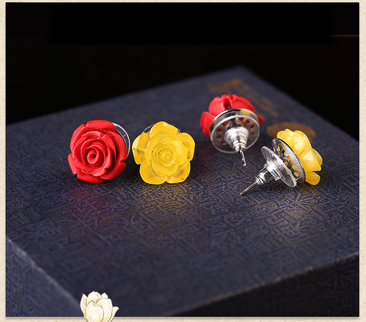 福連文苑玫瑰花朵復(fù)古氣質(zhì)耳釘首飾