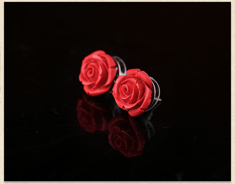 福連文苑玫瑰花朵復(fù)古氣質(zhì)耳釘首飾